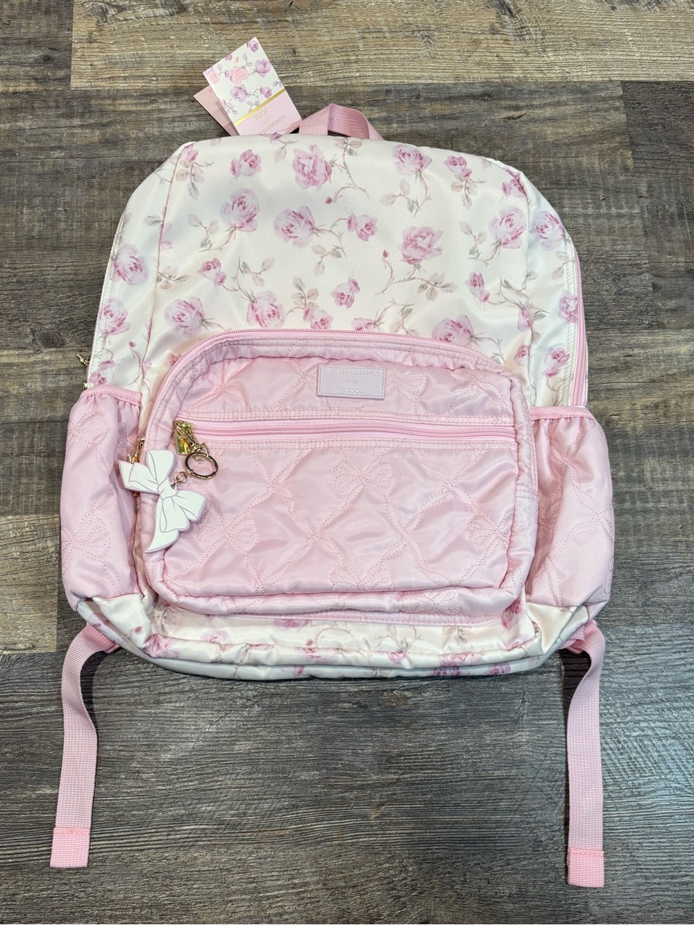 LoveShackFancy x Yoobi Backpack Pink Floral Bow NEW
